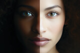 Black and white woman. African american and Caucasian woman beauty face portrait