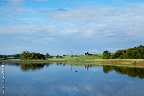 Monastic Site In Distance; Devenish Island, County Fermanagh, Northern Ireland photo