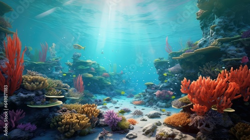 Fototapeta Naklejka Na Ścianę i Meble -  reef volcanic coral reefs illustration water marine, summer travel, nature landscape reef volcanic coral reefs 54