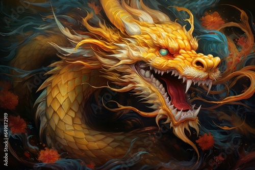 Chinese dragon. Ornament celebration culture. Generate Ai