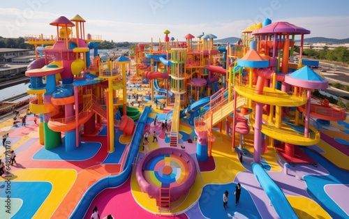 Huge outdoor kid playground. Generative AI