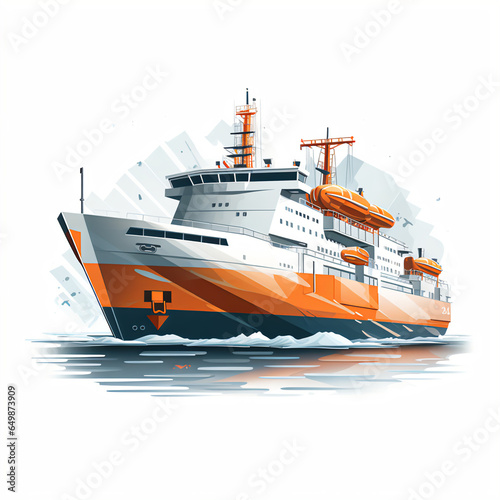 Dynamic Flat Color Illustration of Speedy Ship with Precise Shadows and Powerful Depth