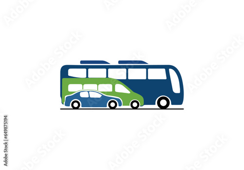 car, Micro, Bus symbol logo template, stylized vector silhouette