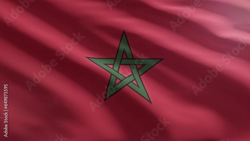 Animation of the national flag of Morocco. Animation of waving the patriotic flag symbol of African Morocco country. Animation of the Morocco flag with a star on red background. Politics. Banner photo