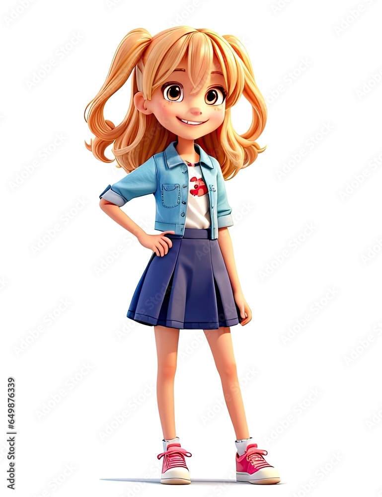 3D Render of Little Girl with blank space for your text on white background 3D Render of Little Girl with blank space for your text on white background