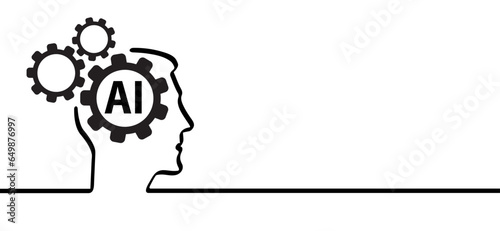 Artificial intelligence AI pictogram. Technology related to artificial intelligence, computers and systems that are intelligent, graphic of robot. Vector ai generated logo or symbol. Tech icon