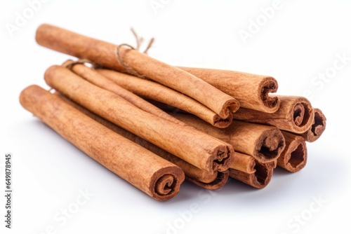 Aromatic Cinnamon sticks. Spice dessert plant. Generate Ai