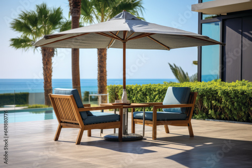 Chairs and umbrella on the beach resort