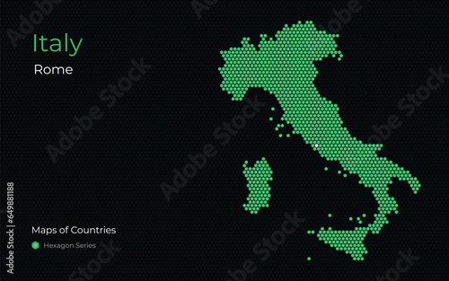 Italy, Rome. Creative vector map. Creative vector map. Maps of Countries, Europe, Hexagon Series. photo