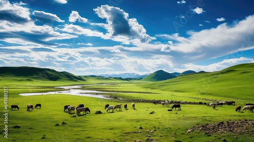 nature mongolian steppes expansive illustration landscape expanse, mongolia sky, clouds mountain nature mongolian steppes expansive photo