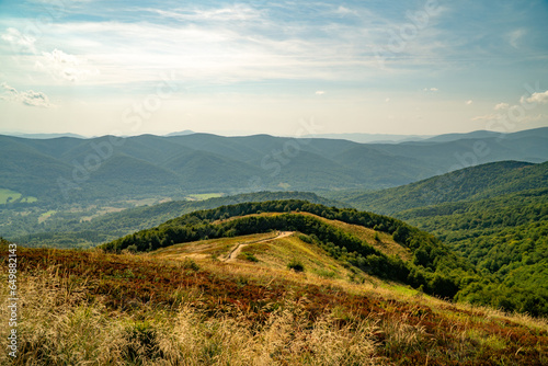 A mountain range in the Bieszczady Mountains in the area of Tarnica, Halicz and Rozsypaniec. photo