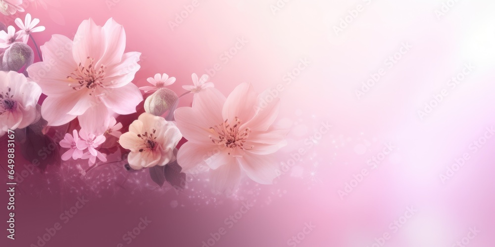 Beautiful abstract pink misty morning photo floral design background banner. beautiful Generative AI AIG32