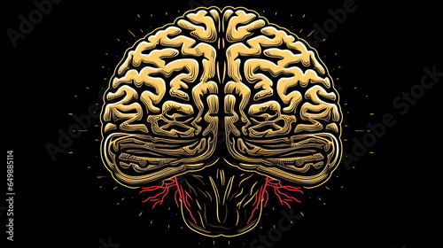 3D Illustration of human brain nerve tracts generativ ai