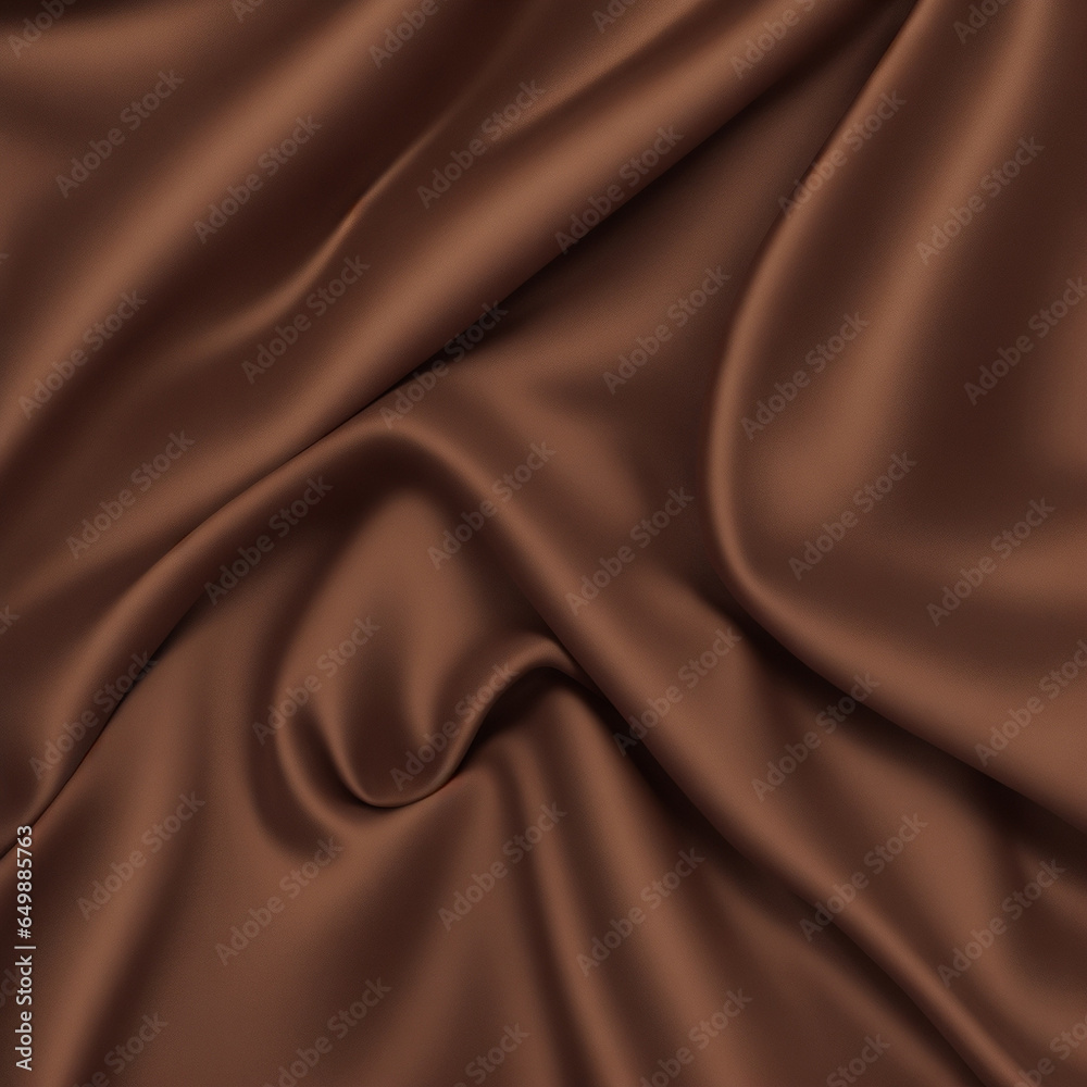 Fototapeta premium Chocolate silk and satin fabric, brown silk background, desktop wallpaper, designer background, chocolate satin background