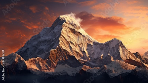 sky sunrise over himalayas illustration background mountain, nepal panorama, sunmountains beautiful sky sunrise over himalayas photo