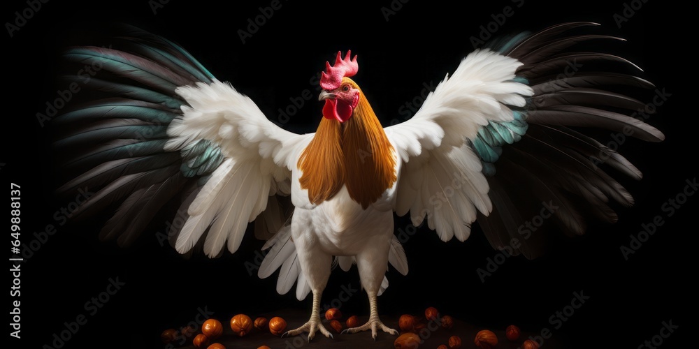 Crazy Chicken Strikes a Humorous and Whimsical Pose, Embracing Eccentricity with Its Zany and Unconventional Barnyard Antics Crazy Chicken Strikes a Humorous and Whimsical Pose, Embracing Eccentricity with Its Zany and Unconventional Barnyard Antics