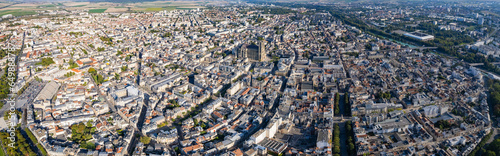 Aerial around the city Reims in France on a late afternoon. photo