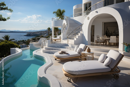 white house with pool on hill with stunning sea view © wolfhound911