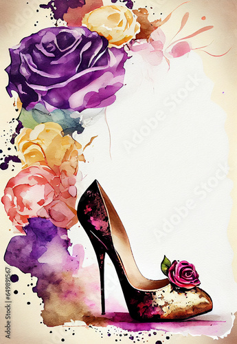 Watercolor illustration of luxurious high heels