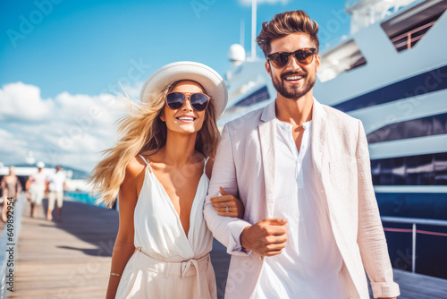 Young couple going on cruise in summer. Happy young travelers going on cruise together. © Katrin Kovac