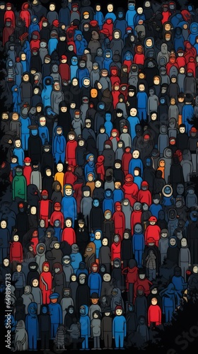 Wallpaper Mural Blue Red and Black, the Odd One out, zombies. Torontodigital.ca