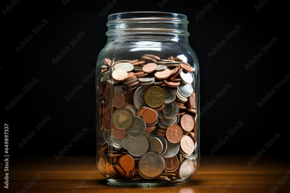 Tangible Coins inside glass jar. Business currency. Generate Ai Tangible Coins inside glass jar. Business currency. Generate Ai