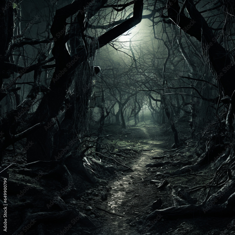 haunted forest - obrazy, fototapety, plakaty 