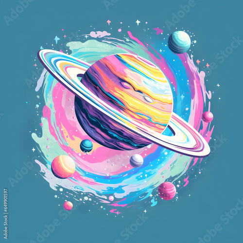 Colorful abstract planet illustration (ID: 649901597)