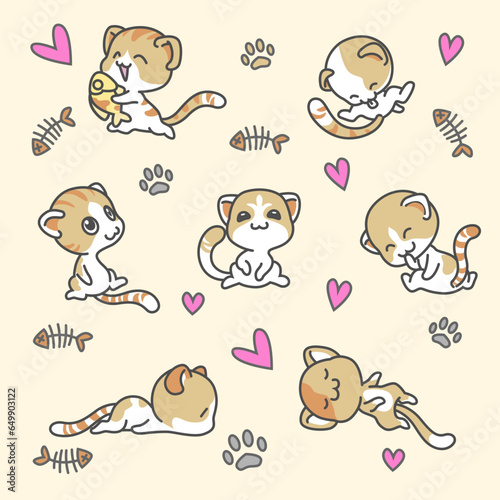 kawaii hand drawn kitten doodle