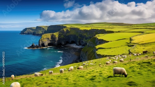 Fényképezés coastline irish coastal countryside illustration ocean coast, ireland nature, be