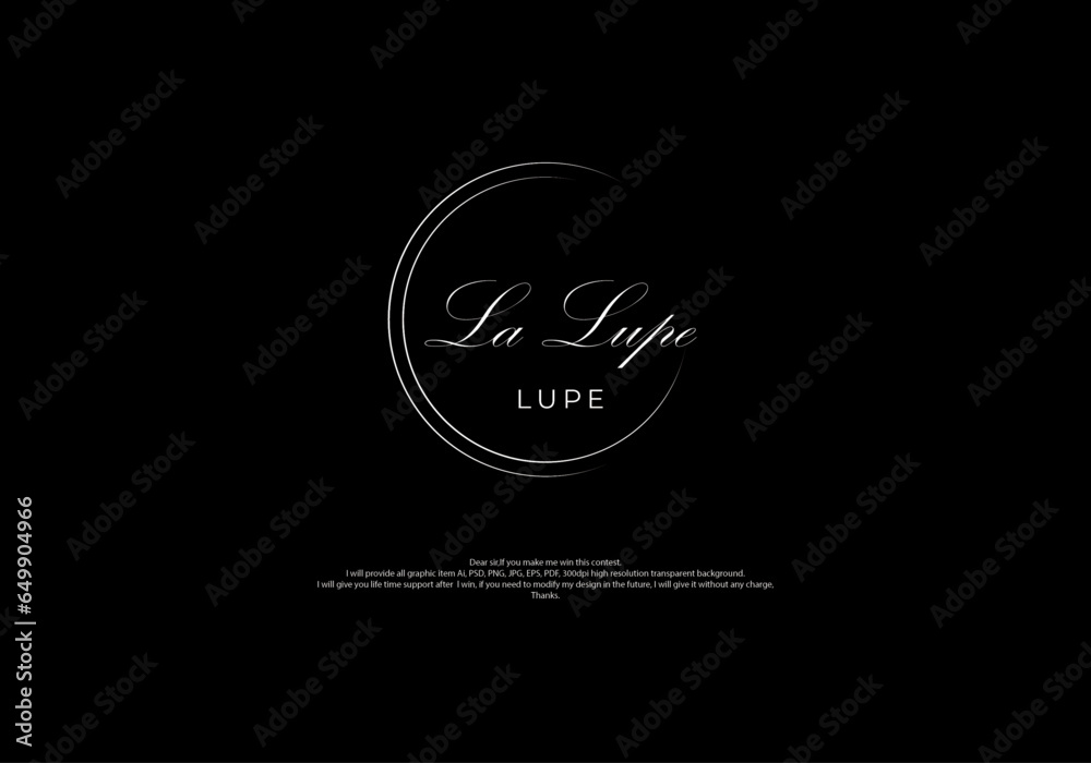 La Lupe typograpy logo design with vector.