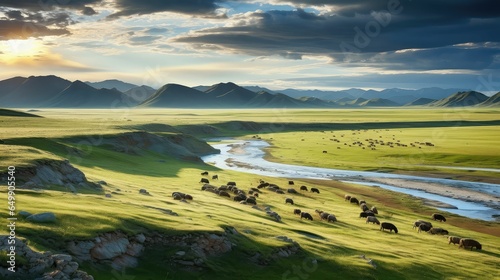 natural daurian steppe steppe illustration wilderness herd, antelope plateau, tibetan gazelle natural daurian steppe steppe photo