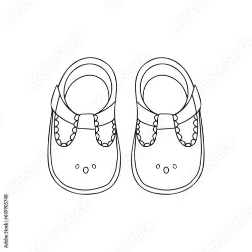 Baby shoes hand drawn outline doodle icon. Footware baby boots for newborn kids vector sketch illustration for print, web, mobile and infographics isolated on white background.