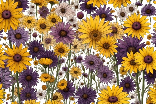yellow and purple flowers Created with AI