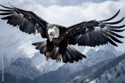 Picturesque Condor flying mountains. America wild. Generate Ai photo