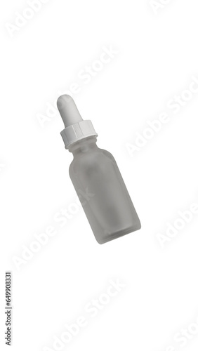 White cosmetic glass jar. Isolated on white background. Hyaluronic acid. Serum for the face. Hydration. High quality photo