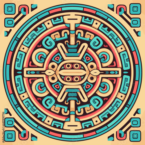 Intricate Mayan geometric design, rich in history, fabric pattern.