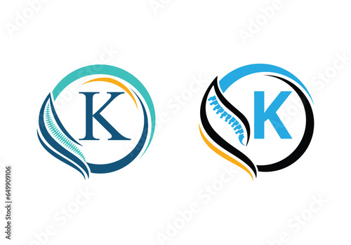 Letter K with Spine Orthopedic logo. for orthopedic business and company identity
