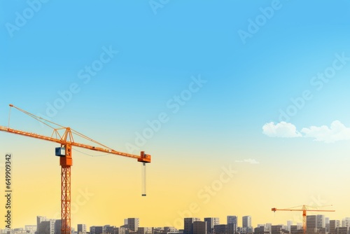 Construction crane. Job truck safety. Generate Ai