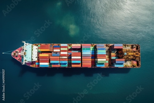 Container ship cargo. Import vessel. Generate Ai