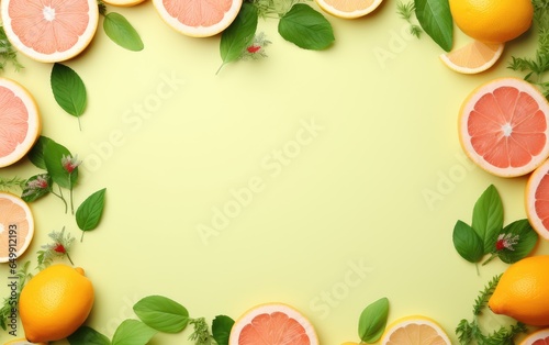frame of citrus fruits for text. advertising for cosmetics. body care.