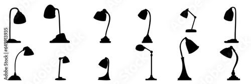 Set of silhouette desk lamp. Hand drawn silhouette of table lamps. Vector illustration.
