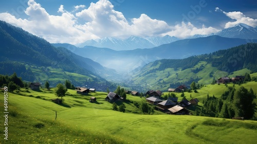 tourism romanian carpathian mountains illustration view valley, nature vacation, outdoor scenery tourism romanian carpathian mountains © sevector