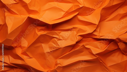 Orange crumpled paper texture background
