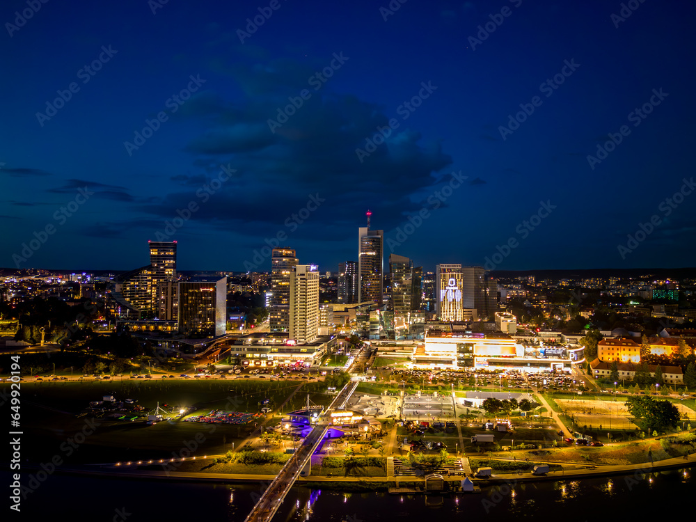 Panorama of the downtown of Vilnius city at night