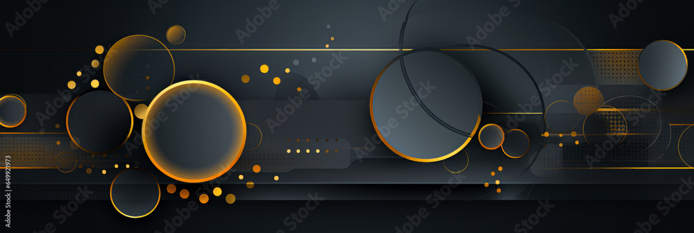 Abstract black background with golden circles Abstract black background with golden circles