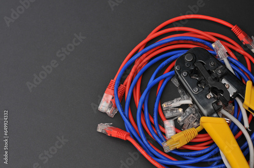 internet or telephone line cables and crimper