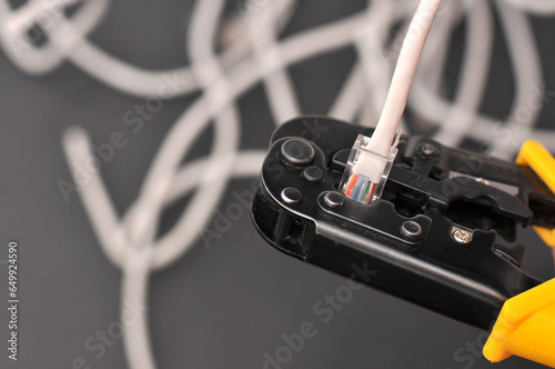 internet or telephone line cables and crimper