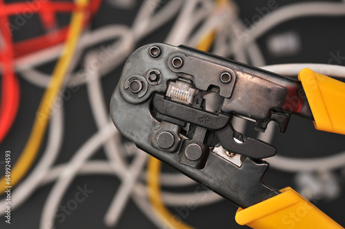 internet or telephone line cables and crimper