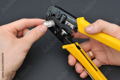 internet or telephone line cables and crimper